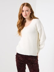 Joe Browns Cream Simple V-Neck Jumper - Image 4 of 7
