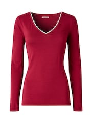 Joe Browns Red V-Neck Lace Trim Top - Image 4 of 4
