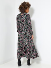 Joe Browns Black Petite Vintage Frill Floral Jersey Midi Dress - Image 2 of 5