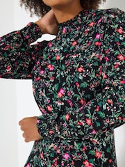 Joe Browns Black Petite Vintage Frill Floral Jersey Midi Dress - Image 4 of 5