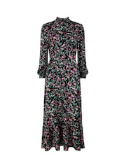 Joe Browns Black Petite Vintage Frill Floral Jersey Midi Dress - Image 5 of 5