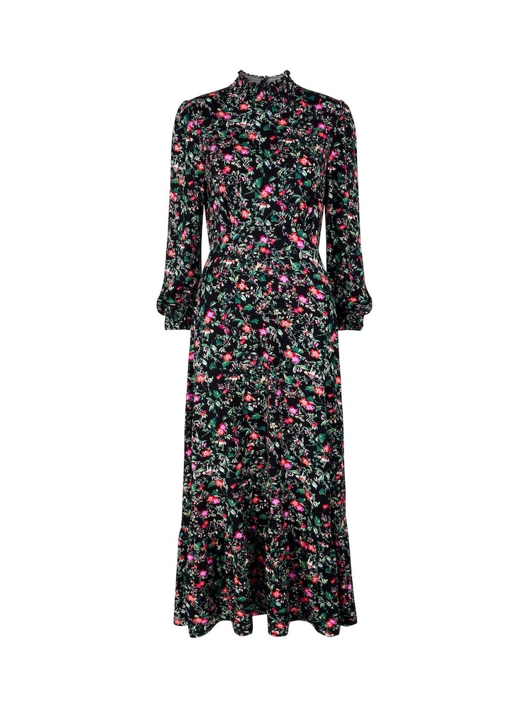 Joe Browns Black Petite Vintage Frill Floral Jersey Midi Dress - Image 5 of 5