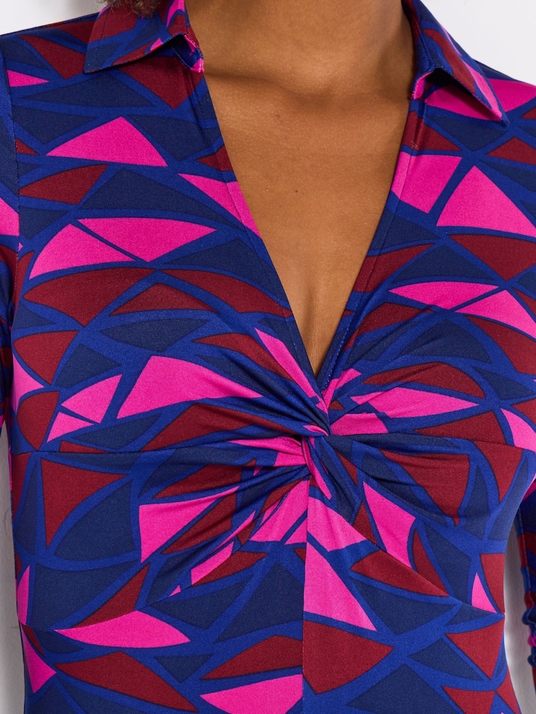 Joe Browns Purple Retro Geo Twist-Front Top - Image 2 of 5 Joe Browns Purple Retro Geo Twist-Front Top - Image 2 of 5