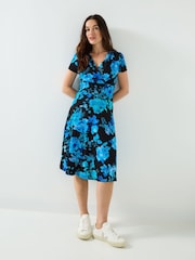 Joe Browns Blue Winter Floral Jersey Wrap Dress - Image 1 of 5