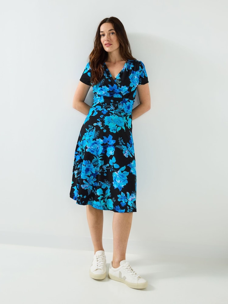 Joe Browns Blue Winter Floral Jersey Wrap Dress - Image 1 of 5