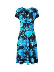 Joe Browns Blue Winter Floral Jersey Wrap Dress - Image 5 of 5