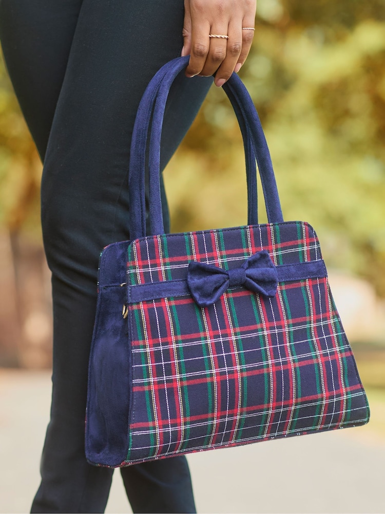 Joe Browns Blue Tartan Vintage Style Bag - Image 1 of 7