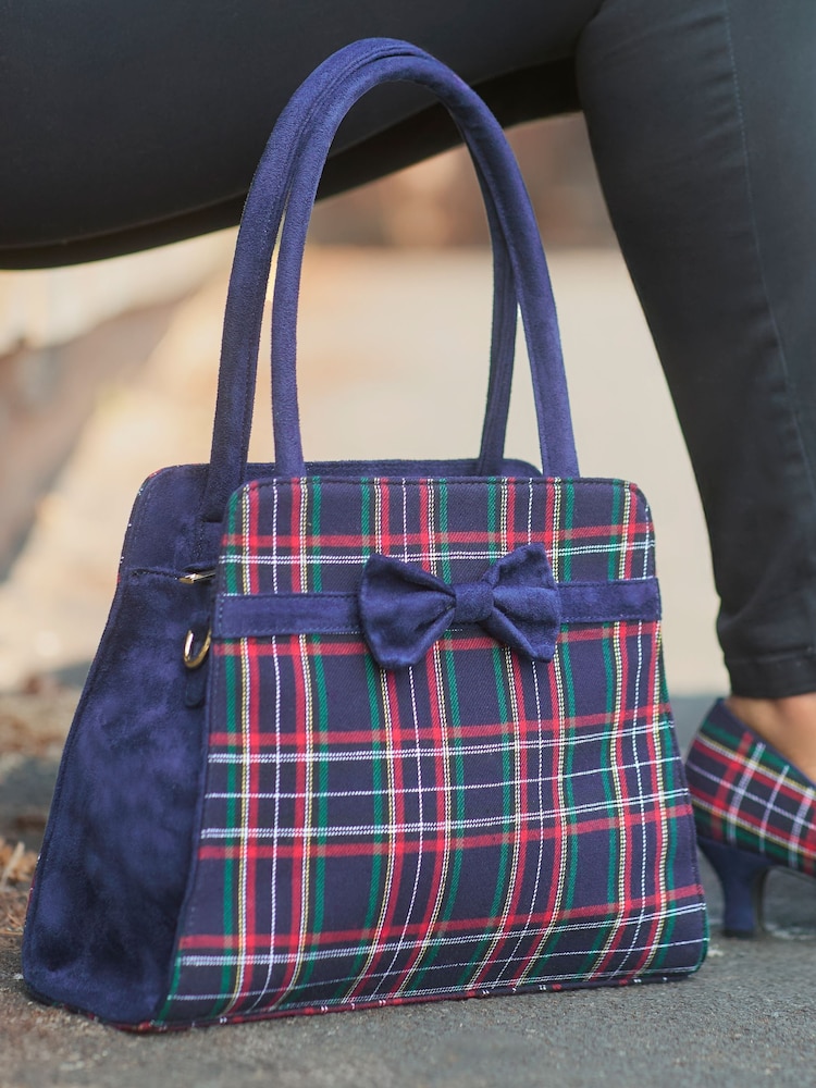 Joe Browns Blue Tartan Vintage Style Bag - Image 2 of 7