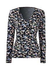 Joe Browns Black Shawl Collar Floral Top - Image 6 of 6