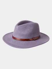Joe Browns Purple Wool Fedora Hat with Brown Pleather Brim - Image 1 of 2