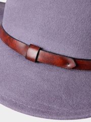 Joe Browns Purple Wool Fedora Hat with Brown Pleather Brim - Image 2 of 2