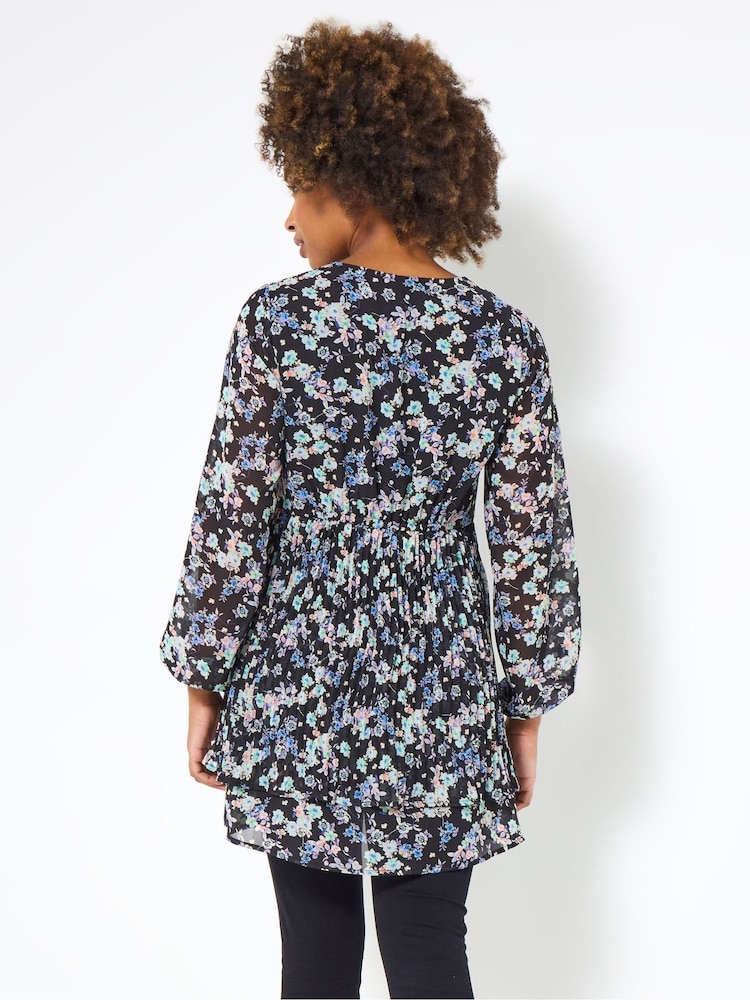 Joe Browns Black Tiered Floral Mini Dress - Image 2 of 5 Joe Browns Black Tiered Floral Mini Dress - Image 2 of 5