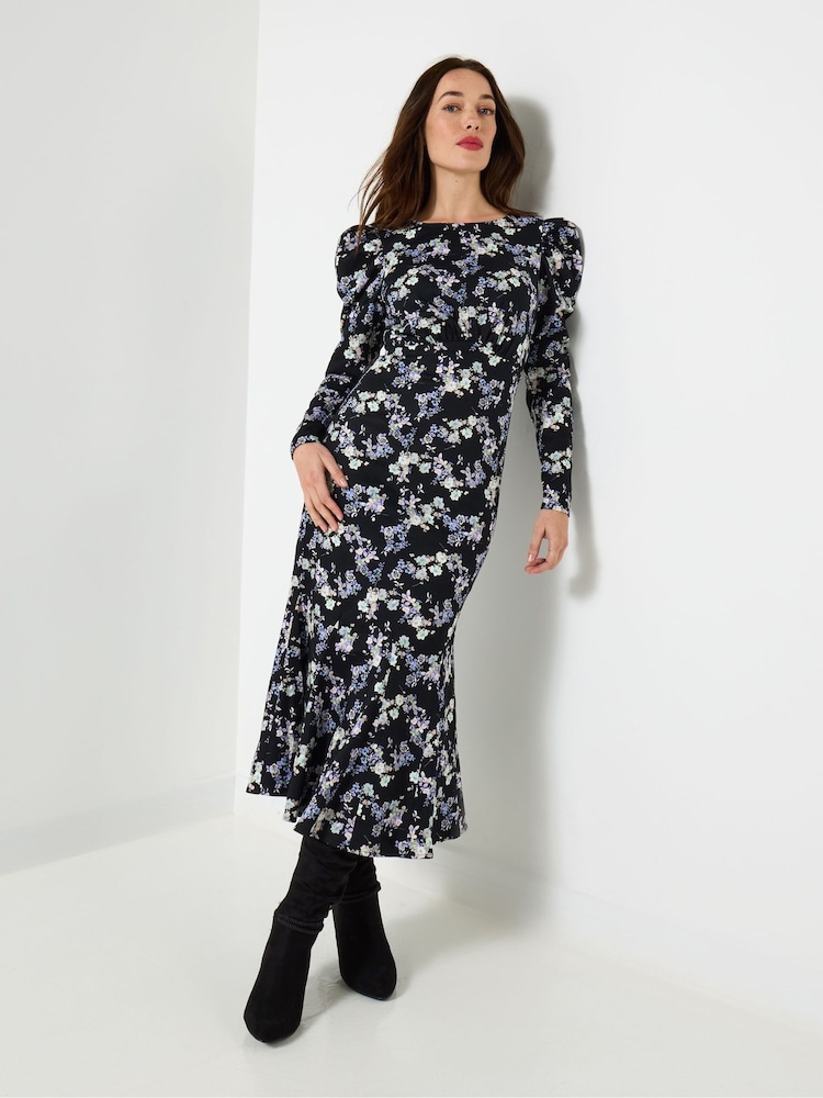Joe Browns Black Vintage Inspired Ditsy Midi Dress - Image 2 of 5 Joe Browns Black Vintage Inspired Ditsy Midi Dress - Image 2 of 5