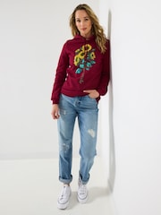 Joe Browns Red Sunflower Graphic Hoodie - Image 3 of 5