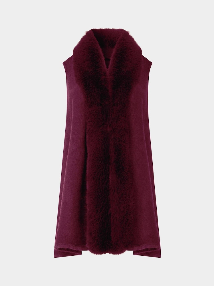 Joe Browns Red Stretchy Faux Fur Trim Gilet - Image 1 of 2