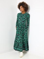 Joe Browns Green Petite Floral Border Print Jersey Dress - Image 3 of 7