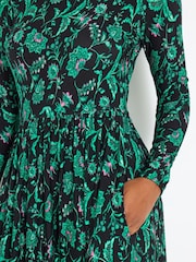 Joe Browns Green Petite Floral Border Print Jersey Dress - Image 4 of 7