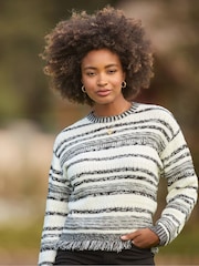 Joe Browns Black Striped Fringed Jumper - Image 2 of 7