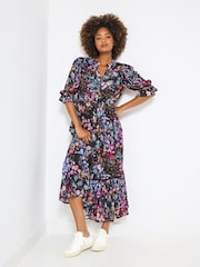 Joe Browns Black Tiered Georgette Midi Dress - Image 1 of 5
