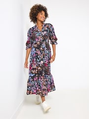 Joe Browns Black Tiered Georgette Midi Dress - Image 3 of 5