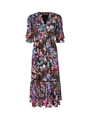 Joe Browns Black Tiered Georgette Midi Dress - Image 5 of 5
