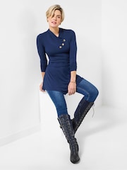 Joe Browns Blue Shawl Neck Asymmetric Top - Image 1 of 6