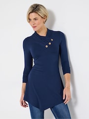Joe Browns Blue Shawl Neck Asymmetric Top - Image 2 of 6