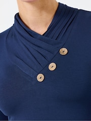 Joe Browns Blue Shawl Neck Asymmetric Top - Image 3 of 6