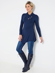 Joe Browns Blue Shawl Neck Asymmetric Top - Image 5 of 6
