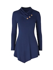 Joe Browns Blue Shawl Neck Asymmetric Top - Image 6 of 6
