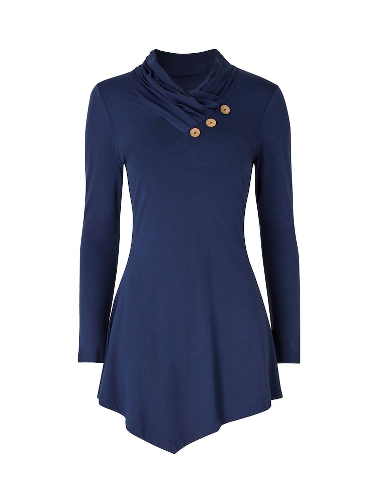 Joe Browns Blue Shawl Neck Asymmetric Top - Image 6 of 6