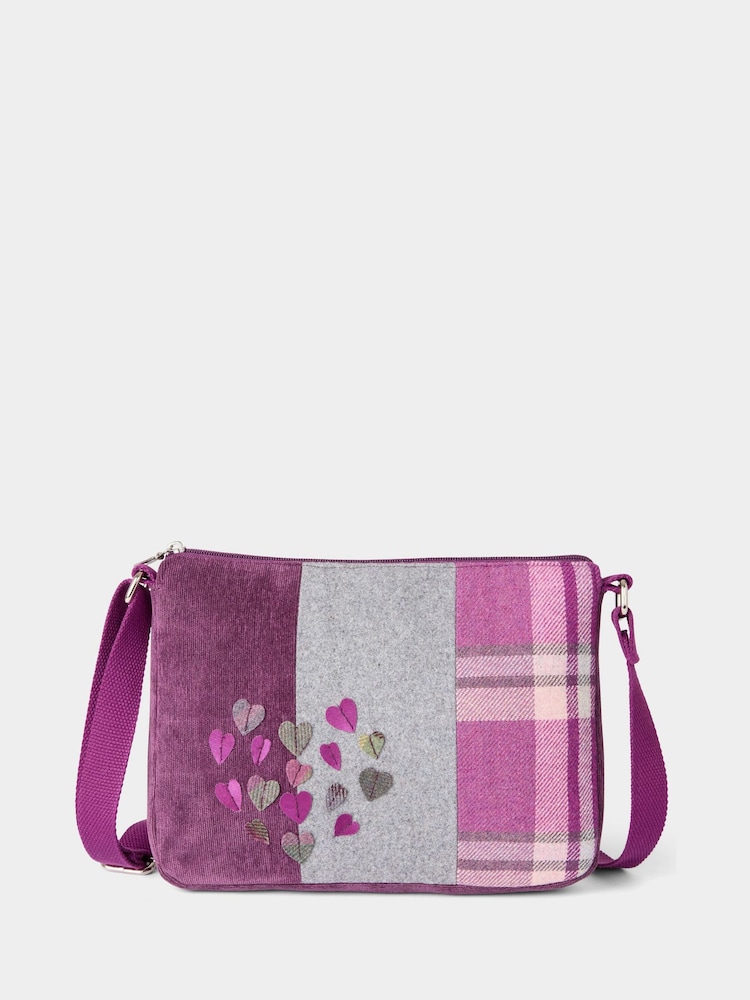 Joe Browns Purple Zip Heart Tweed Applique Bag - Image 1 of 5