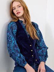 Joe Browns Blue Sassy Velvet Waistcoat - Image 1 of 5