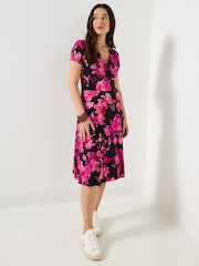Joe Browns Pink Winter Floral Wrap Dress - Image 3 of 5