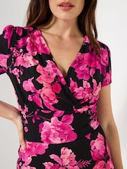 Joe Browns Pink Winter Floral Wrap Dress - Image 4 of 5