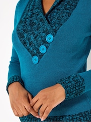 Joe Browns Green Shawl Neck Button Jumper - Image 4 of 5