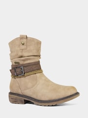 Joe Browns Natural Woven Pattern Buckle Strap Ankle Boots - Image 4 of 6
