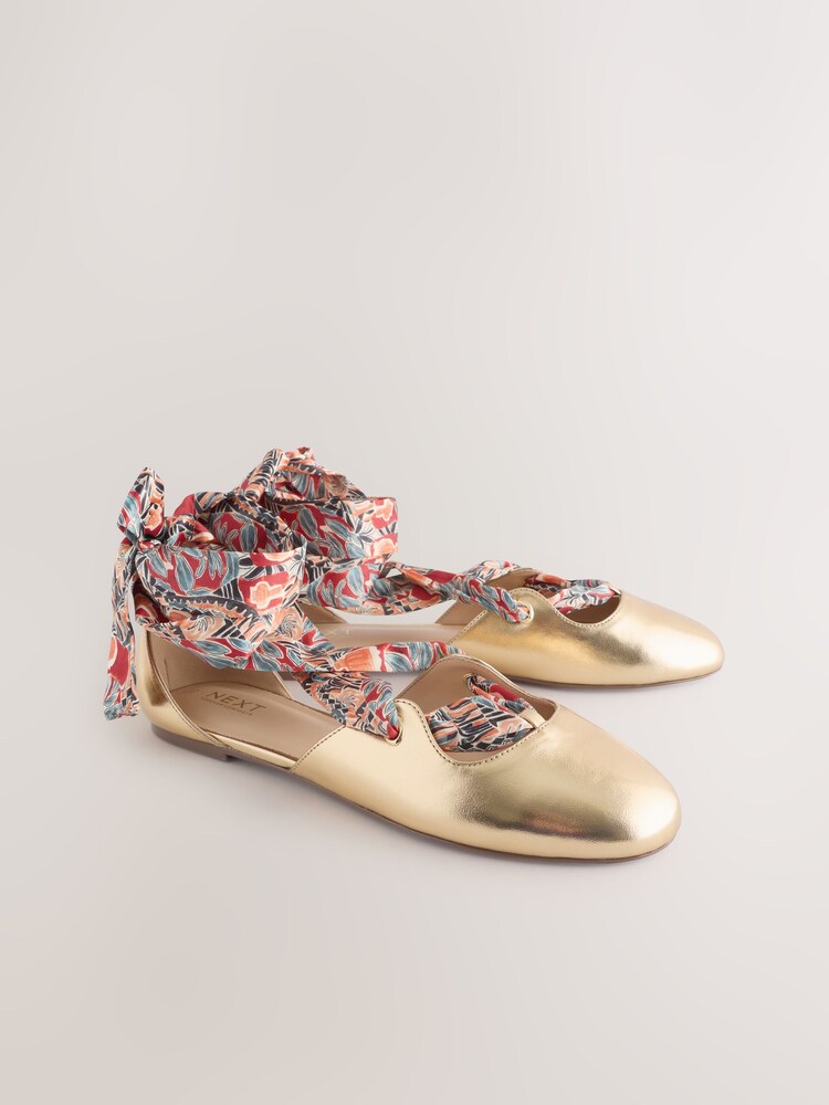 Gold Forever Comfort® Two Part Tie Up Ballet Flats - Image 1 of 5
