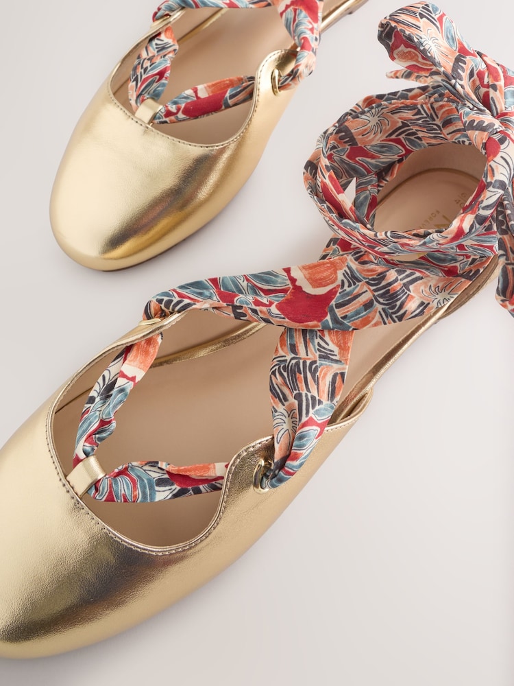 Gold Forever Comfort® Two Part Tie Up Ballet Flats - Image 11 of 11