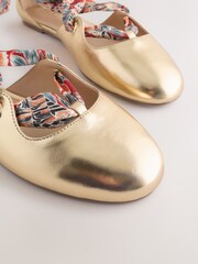 Gold Forever Comfort® Two Part Tie Up Ballet Flats - Image 3 of 5