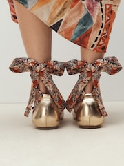 Gold Forever Comfort® Two Part Tie Up Ballet Flats - Image 6 of 11