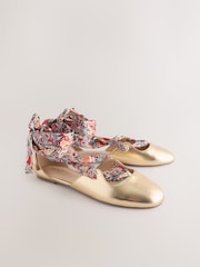 Gold Forever Comfort® Two Part Tie Up Ballet Flats - Image 7 of 11