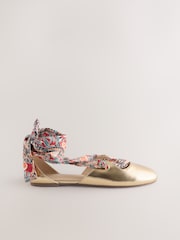 Gold Forever Comfort® Two Part Tie Up Ballet Flats - Image 8 of 11
