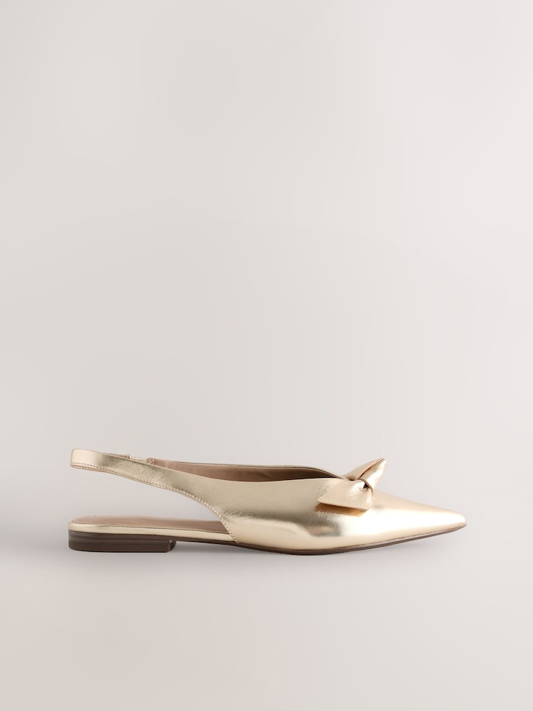 Gold Forever Comfort® Leather Point Toe Slingback Flats - Image 2 of 5 Gold Forever Comfort® Leather Point Toe Slingback Flats - Image 2 of 5