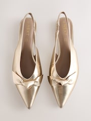 Gold Forever Comfort® Leather Point Toe Slingback Flats - Image 3 of 5