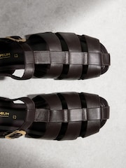 Chocolate Brown N.Premium Leather Fisherman Flat Shoes - Image 10 of 12