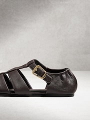 Chocolate Brown N.Premium Leather Fisherman Flat Shoes - Image 11 of 12
