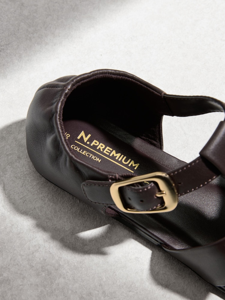 Chocolate Brown N.Premium Leather Fisherman Flat Shoes - Image 12 of 12