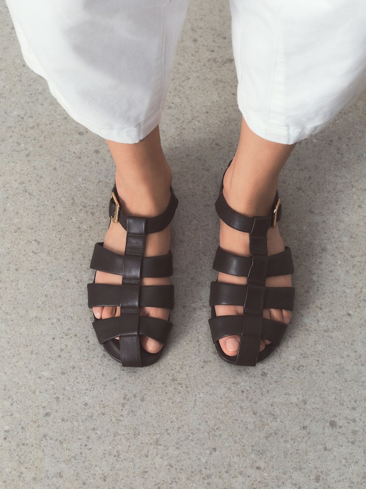 Chocolate Brown N.Premium Leather Fisherman Flat Shoes - Image 2 of 6