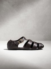 Chocolate Brown N.Premium Leather Fisherman Flat Shoes - Image 9 of 12